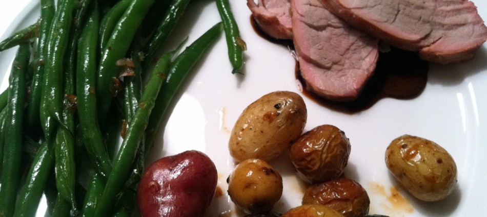 pork loin with haricot vert and potatoes