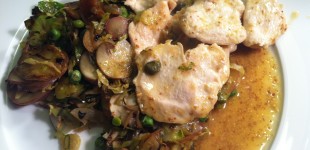pino mustard chicken with brussels sprout hash
